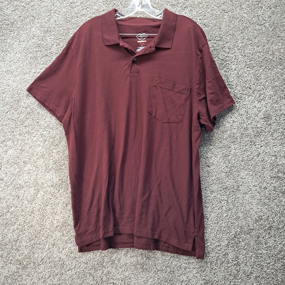 St Johns Bay Mens XL Performance Polo Shirt Maroon Quick-Dri Short Sleeve Pocket